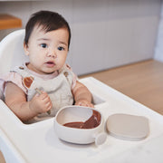 Bol + couvercle en silicone - latte