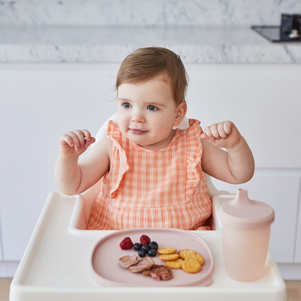 Assiette + couvercle en silicone - blush