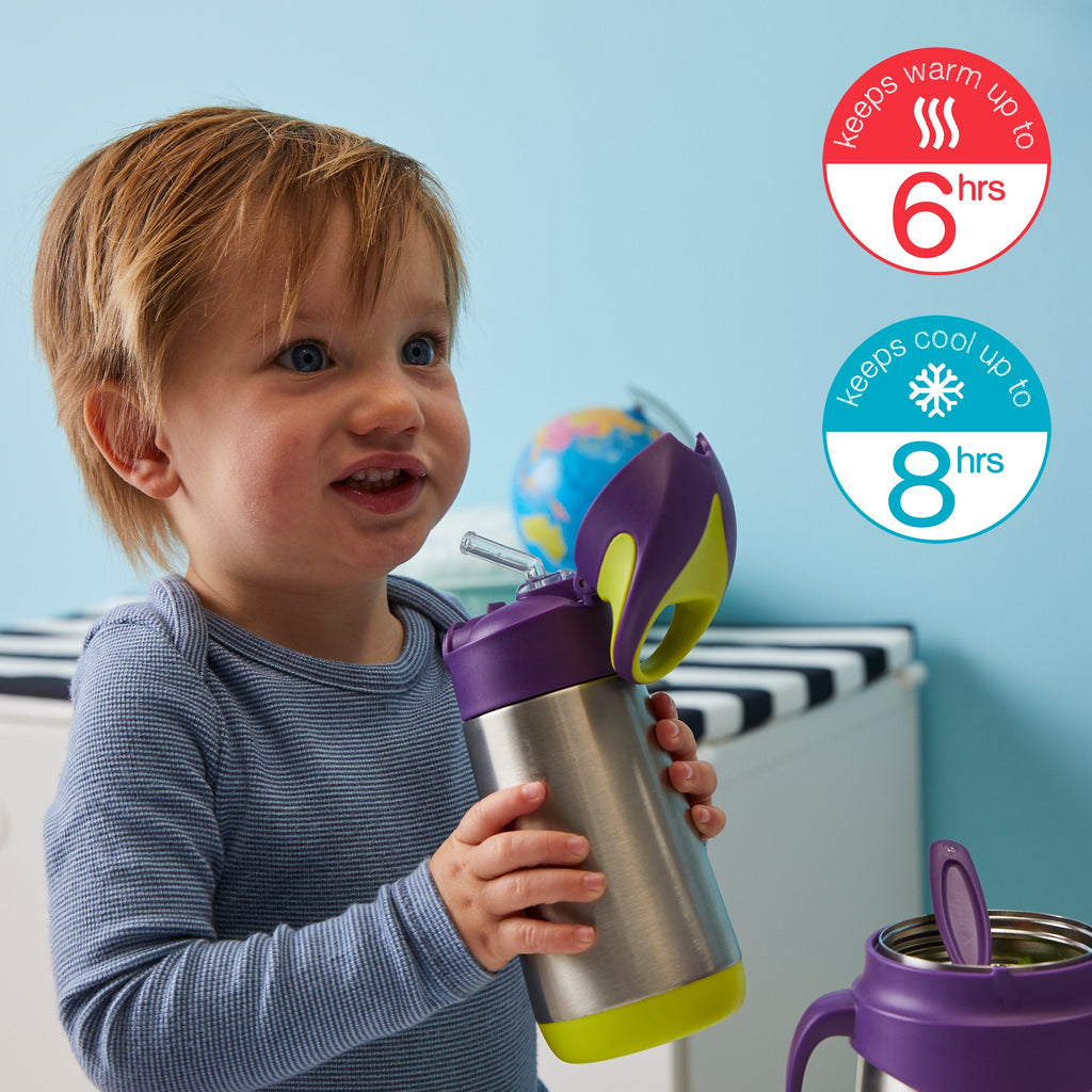 child with insulated drink bottle - blue slate - b.box for kids