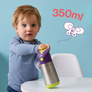 child with 350ml insulated drink bottle - strawberry shake - b.box for kids