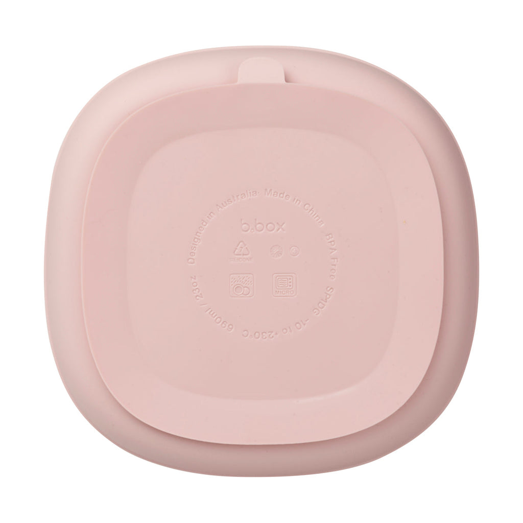 Assiette + couvercle en silicone - blush