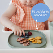 Assiette + couvercle en silicone - blush