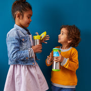 child with 350ml insulated drink bottle - lilac pop - b.box for kids